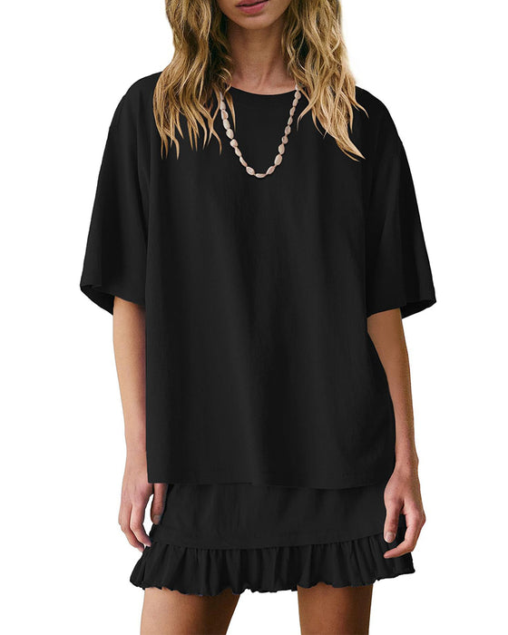 Tweedelige Set Ronde Hals Effen Kleur