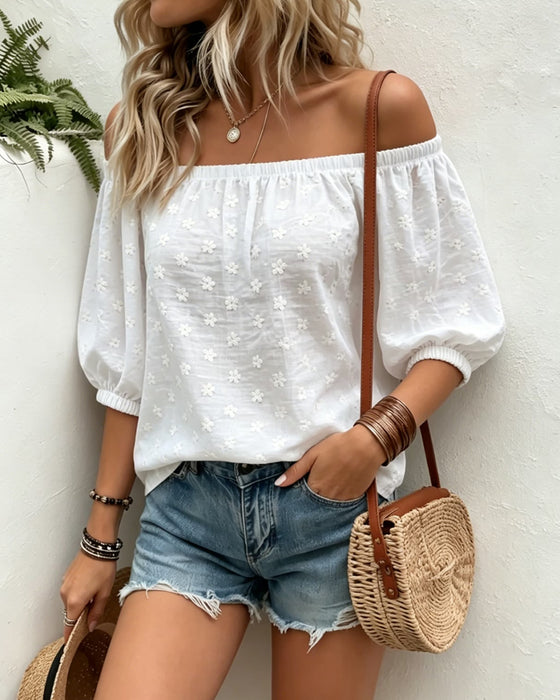 Blouse Casual Off-Schouder Klein Bloemig