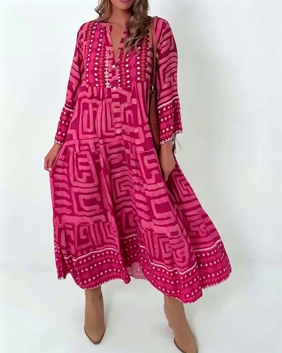 Jurk Etnische Geometrische Print