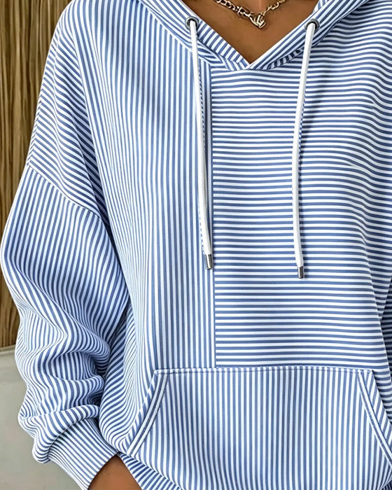 Hoodie Casual Gestreept Met Trekkoord