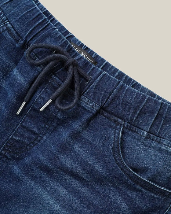Shorts Elastische Taille Gescheurde Denim