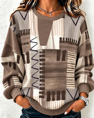 Sweatshirt Ronde Hals Geruit Kleurblok