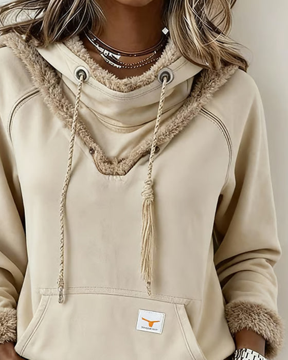 Langmouwige Sweatshirt Met Patchworkdetails En Zak