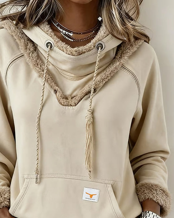 Langmouwige Sweatshirt Met Patchworkdetails En Zak