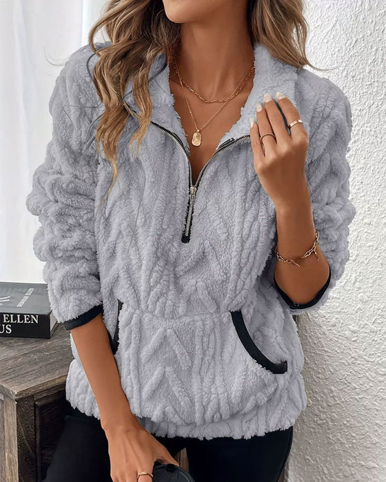 Sweatshirt Half-Rits Fleece Grote Zak