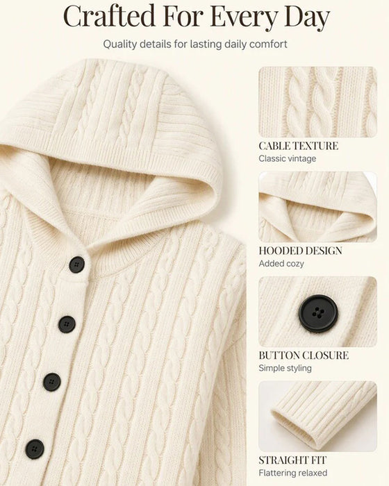 Cardigan Met Capuchon Open Voor Gebreid