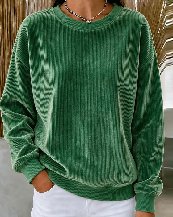 Sweatshirt Ribfluweel Ronde Hals