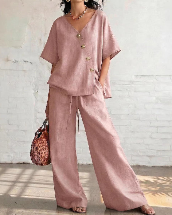 Tweedelig Set Effen Loose Fit Casual