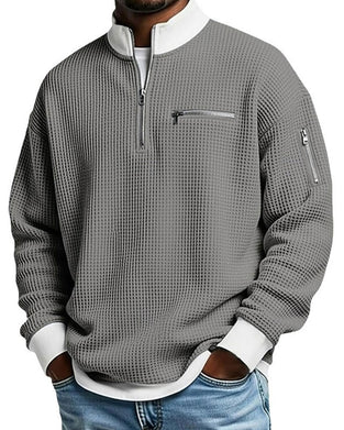 Sweatshirt Staande Kraag Contrastrerend Rits