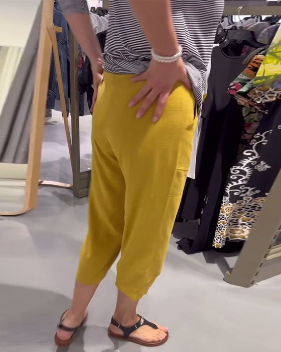 Broek Casual Taps Toelopend Katoen En Linnen Kort