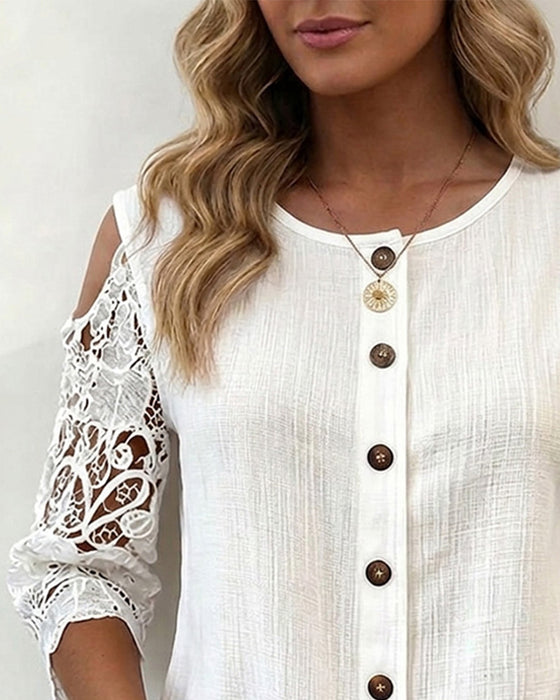 Blouse Uitsnijding Off-Shoulder Knoop