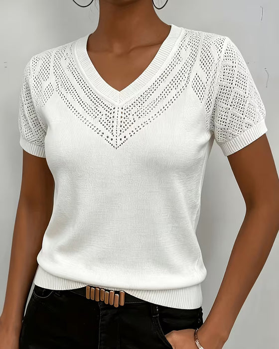 Pullovers Met V-Hals, Uitgesneden, Effen Kleur, Slim Passend