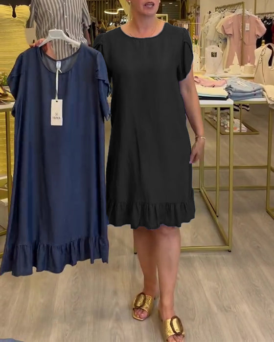 Jurk Casual Denim Gerimpeld