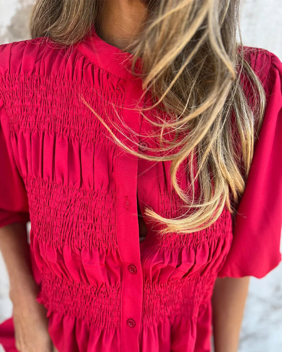 Blouse Casual Mode Korte Mouwen Effen