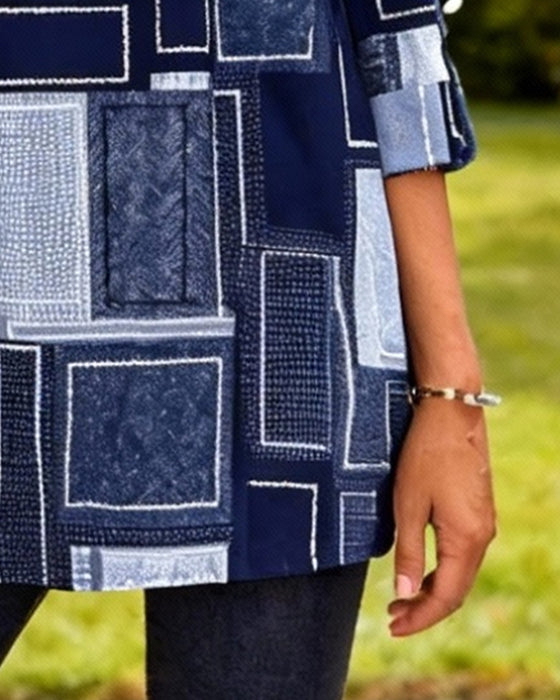 Top Geknoopt Vierkante Print