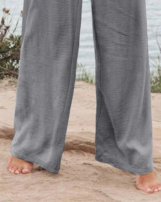 Broek Knoop Elastische Taille Wijd