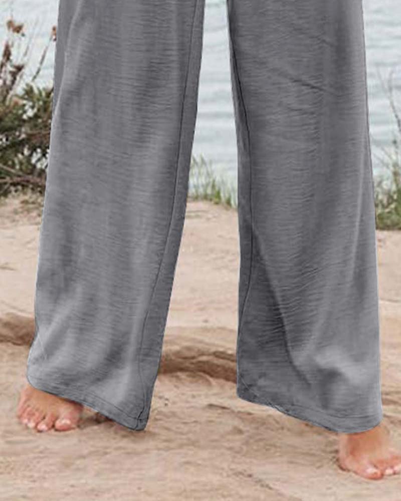 Broek Knoop Elastische Taille Wijd