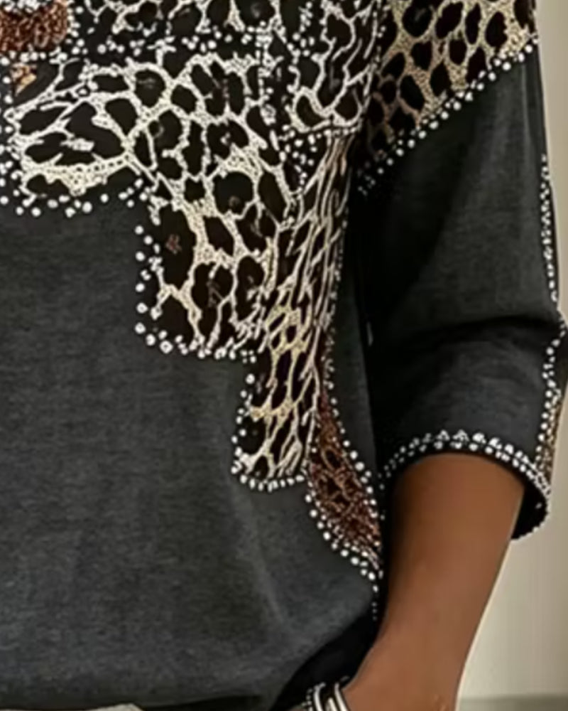 Blouse V-Hals Luipaard Print
