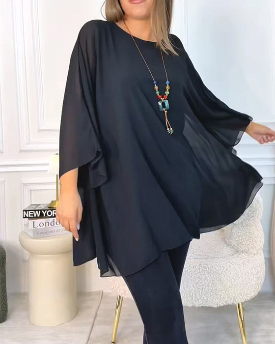 Top Effen Kleur Ronde Hals Los