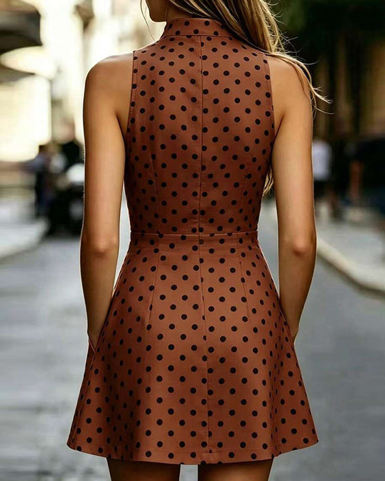 Jurk Mouwloos Polka Dot Vintage