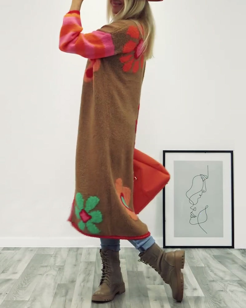 Casual lang vest met bloemenpatroon