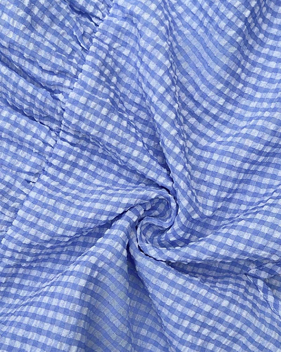 Jurk Blauw Wit Gingham V-Hals