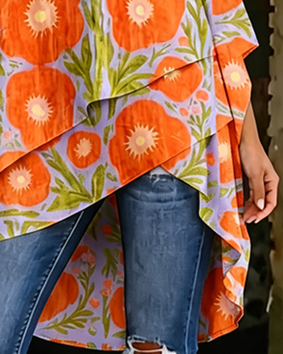 Blouse Geprint Asymmetrisch Schouderloos