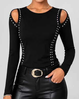 Top Ronde Hals Slim Lange Mouw