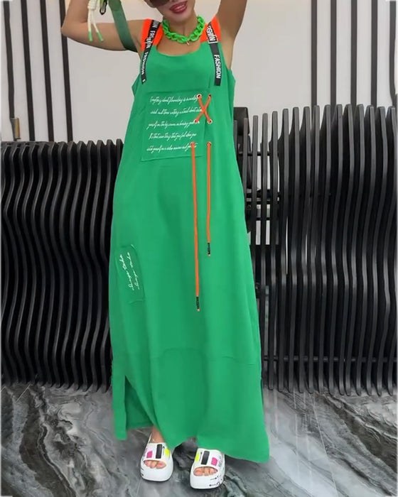 Jurk Mouwloos Gepersonaliseerde Letterprint