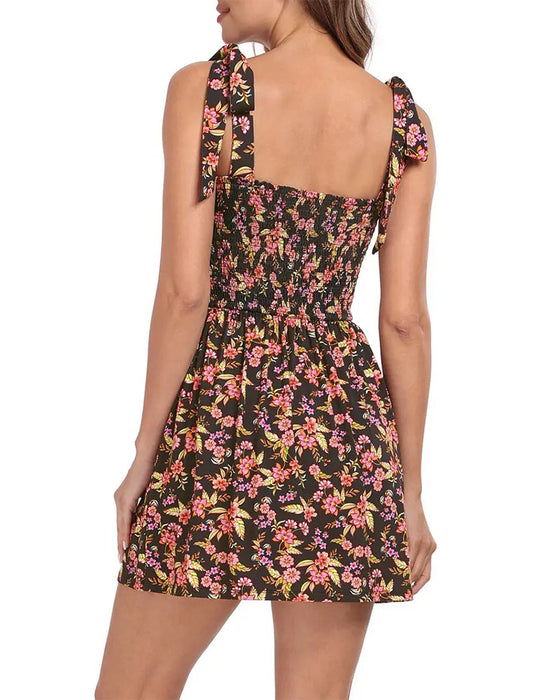 Jurk Dames Bloemen Mini Met Ingebouwde Shorts