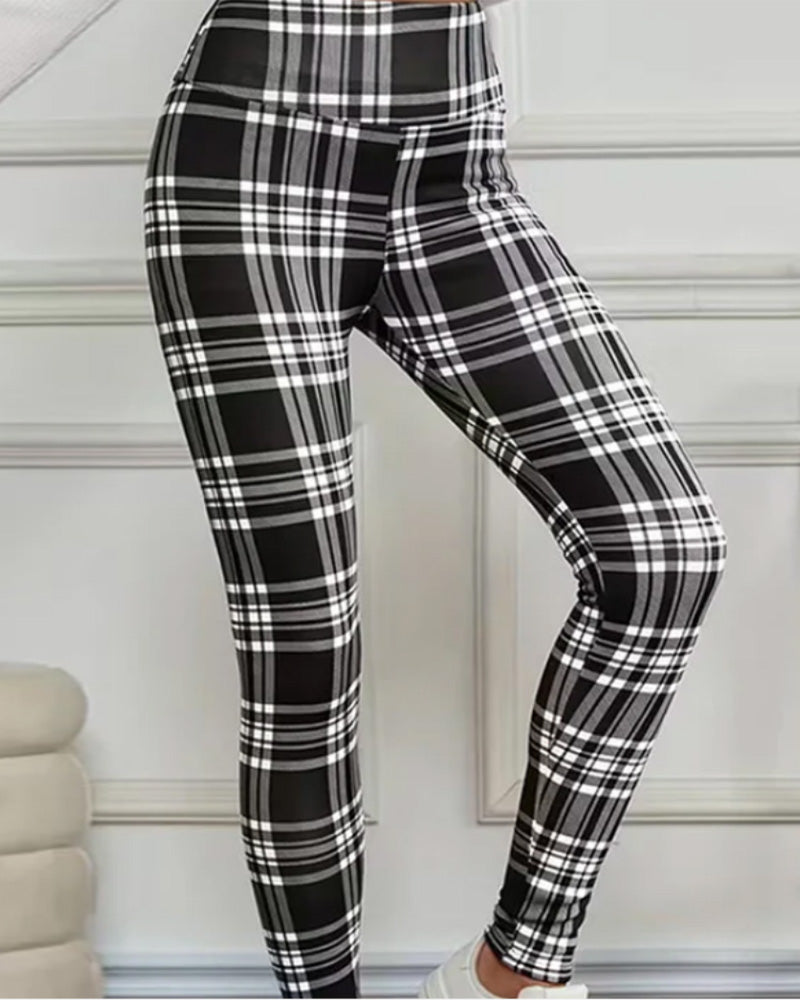 Leggings Geruit Print Thermo