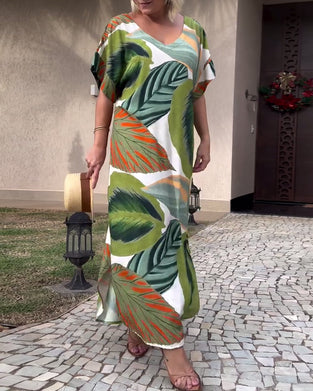 Casual jurk met korte mouwen en split