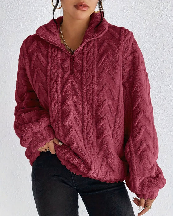 Sweatshirt Dubbelzijdig Fleece Halve Rits