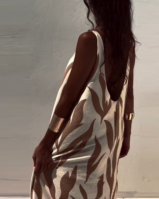 Jurk Mouwloos Rugloos Gedrukt