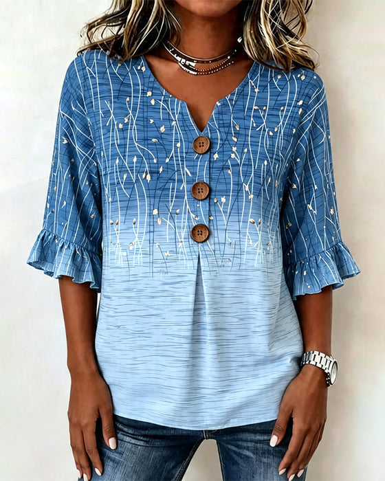 Blouse Bedrukt Geruwd