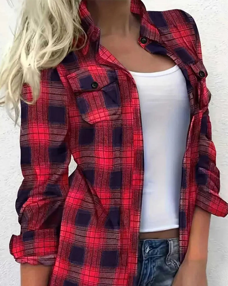 Blouse Casual Geruit Overhemd