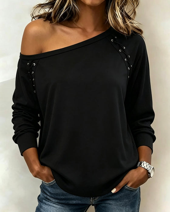 Blouse Stijlvol Een-Schouder Strik