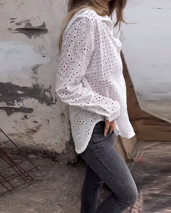 Shirt Lange Mouwen Revers Uitsnede