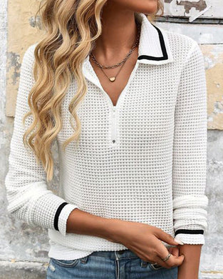 Sweatshirt casual effen wafel