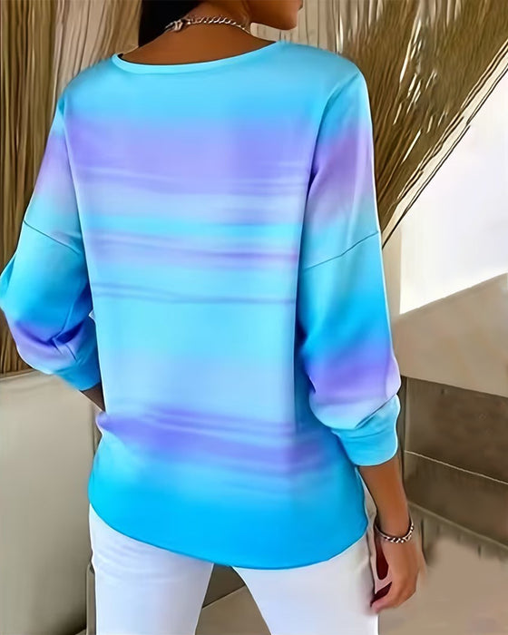 Sweatshirts V-Hals Lange Mouw Ombre