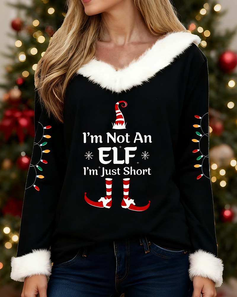 Modieuze Geprinte Top Met Bontkraag