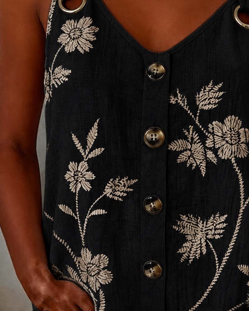 Tank Top Bloemen Camisole Metalen Ring