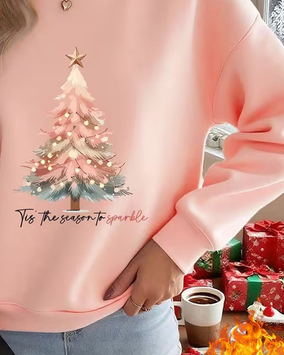 Sweatshirt Kerstboom Print Ronde Hals