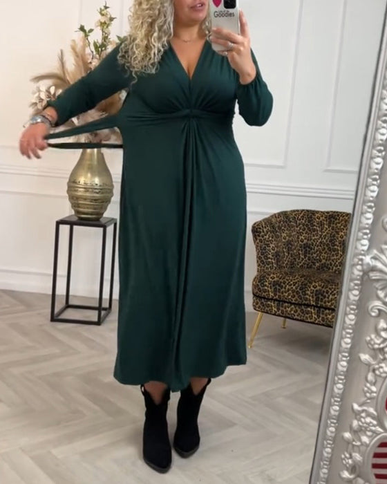 Sexy effen jurkje met lange mouwen