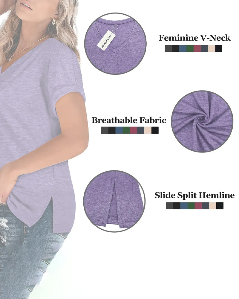T-Shirt V-Hals Korte Mouw Los Casual