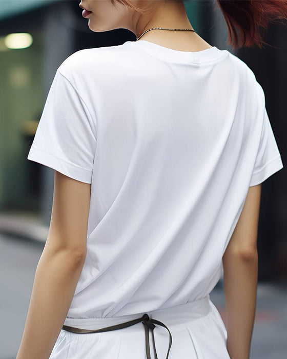 Casual T-shirt met liefdesprint, korte mouwen en ronde hals