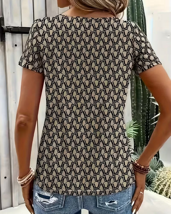 T-Shirt Ring Gesp Geometrisch Print