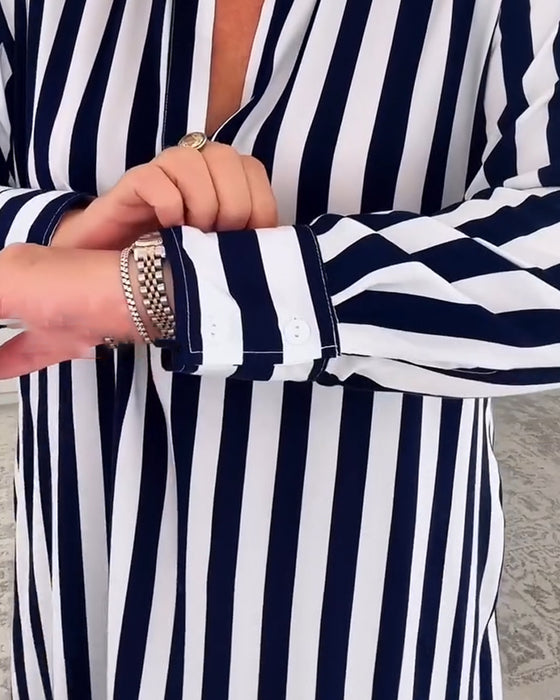 Jurk Revers Gestreept Zak