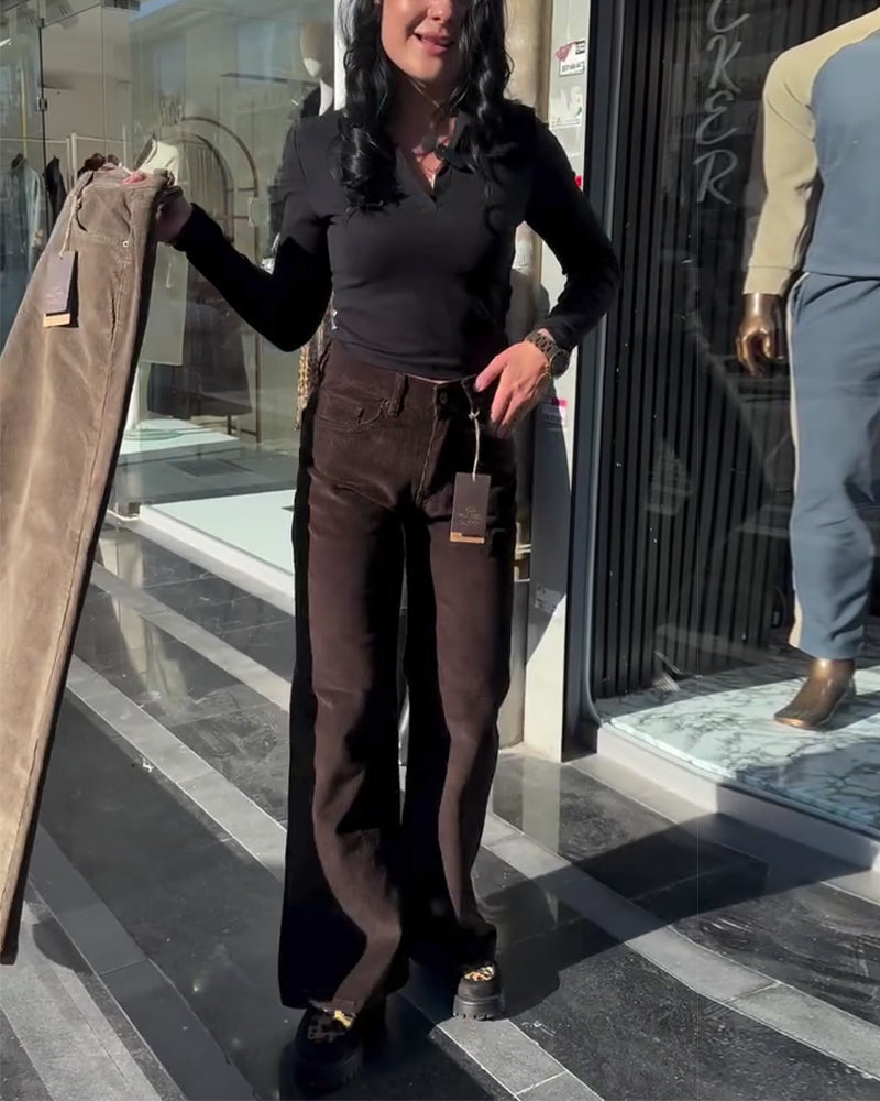 Broek Corduroy Casual Wijde Pijp