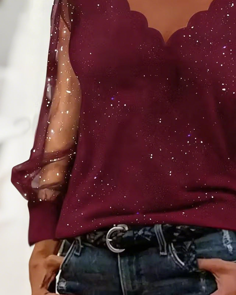 Top V-hals Gaas Patchwork